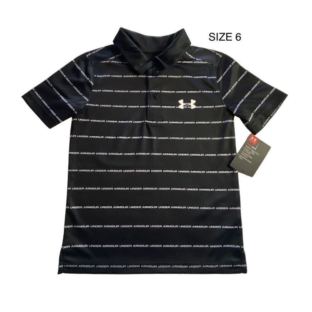 UNDER ARMOUR BOYS SIZE 6 WORDMARK STRIPED POLO